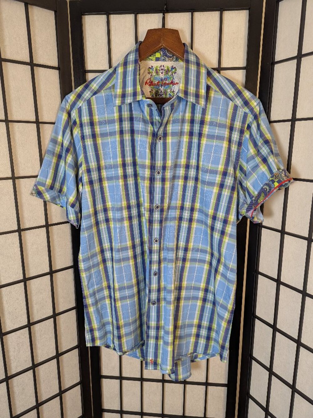 Robert Graham Plaid Short Sleeve Shirt | Resort • Cruise • Vacation | Sz L